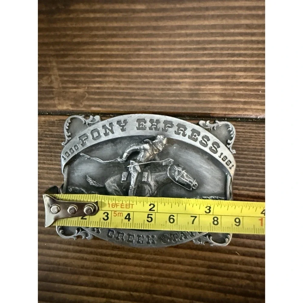 Vintage Pony Express Rock Creek Station Siskiyou Co. Belt Buckle Western
